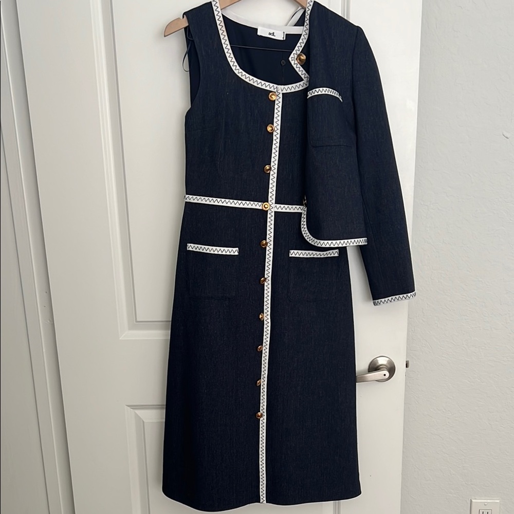 Elegant Denim Women's Jacket & Dress Set